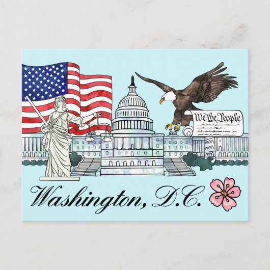 Washington D.C. Briefkaart Illustratie (Voorkant)