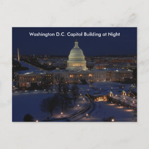 Washington D.C. Capitool in winter Nacht Briefkaart