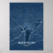 Washington D.C. Map Blue Print Poster Wallart Gift (Devant)