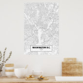Washington D.C., Verenigde Staten (zwart op wit) Poster (Keuken)