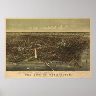 Washington DC 1892 Antiek Panorama Poster