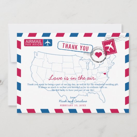 Washington DC Airmail Wedding Bedankt (Voorkant)