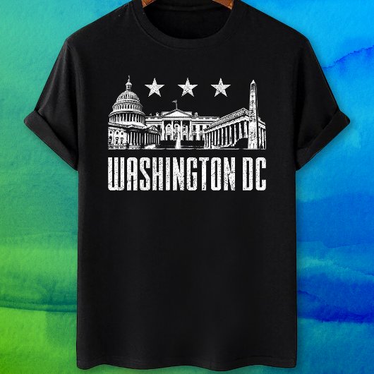 Washington DC bezienswaardigheden en vlag T-shirt