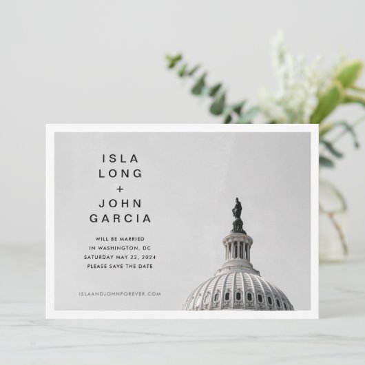 Washington DC Bruiloft Save the Date Uitnodiging (Staand voorkant)