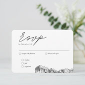 Washington DC Bruiloft Traditionele RSVP Maaltijd  Informatiekaartje (Staand voorkant)