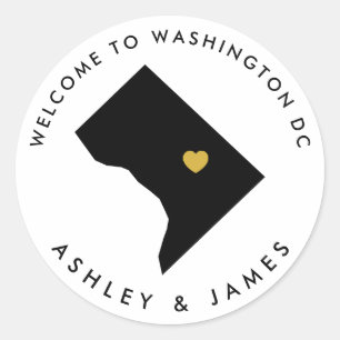 Washington DC Bruiloft Welkom Sticker Label, Hoofd