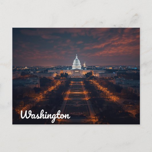 Washington DC Capitol Building Night Briefkaart (Voorkant)