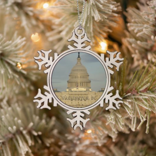 Washington, DC Capitol Building Tin Sneeuwvlok Ornament (Boom)