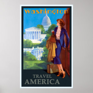 Washington DC Capitol Travel America Poster