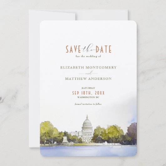 Washington DC Capitol Wedding Save the Date Kaart (Voorkant)