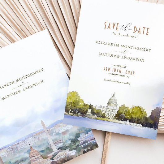 Washington DC Capitol Wedding Save the Date Kaart