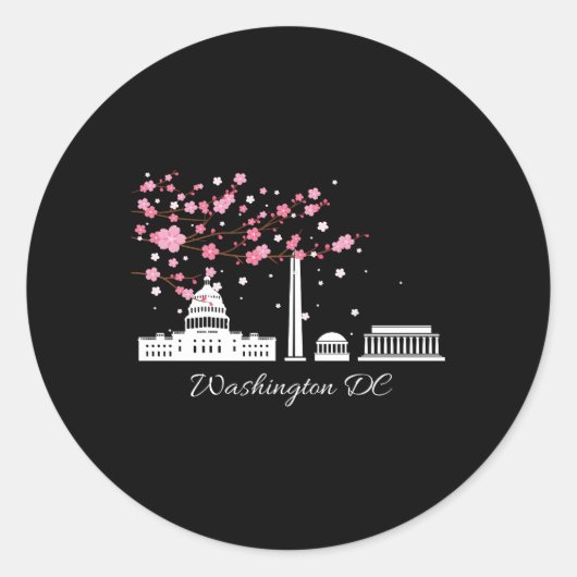 Washington DC Cherry Blossoms City Monuts Ronde Sticker (Voorkant)