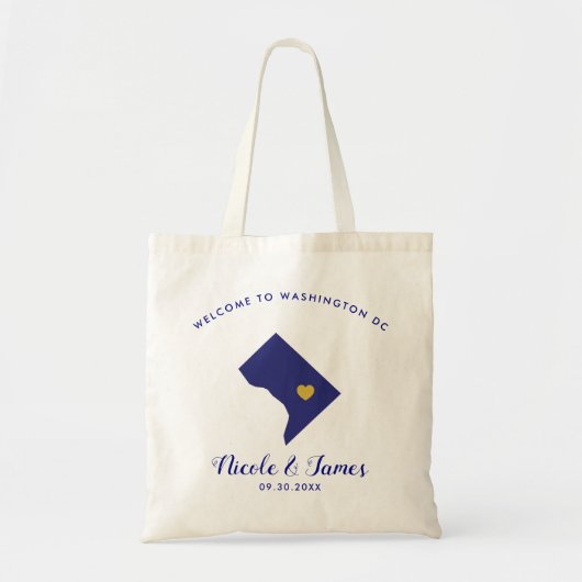 Washington DC Destination Wedding Welcome Bag Navy Tote Bag (Voorkant)