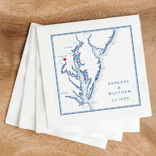 Washington DC Elegante Trouwkaart met Navy Blauwe Servet