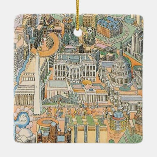 Washington DC Geïllustreerd Ornament (Achterkant)