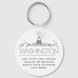 Washington DC gestileerde Skyline   Aangepaste slo Sleutelhanger