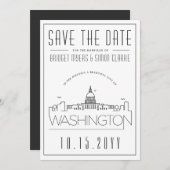 Washington DC | Gestileerde skyline De datum opsla Kaart (Voorkant / Achterkant)