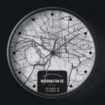 Washington, DC. Horloge de la carte de ville<br><div class="desc">Une horloge murale amusante avec une carte de rue descendante représentant la merveilleuse ville de WASHINGTON DC.</div>