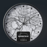 Washington, DC. Horloge de la carte de ville<br><div class="desc">Une horloge murale amusante avec une carte de rue descendante représentant la merveilleuse ville de WASHINGTON DC.</div>