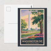Washington DC Illustratie Reis Kunst Vintage Briefkaart (Voorkant / Achterkant)