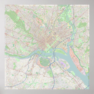 Washington, DC kaart van 40 inch met details op st Poster