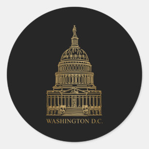 Washington DC Landmark Capitol Hand tekening Ronde Sticker