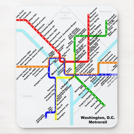 Washington DC metro Mousepad Muismat (Voorkant)