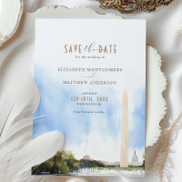 Washington DC Monument Wedding Save the Date Kaart