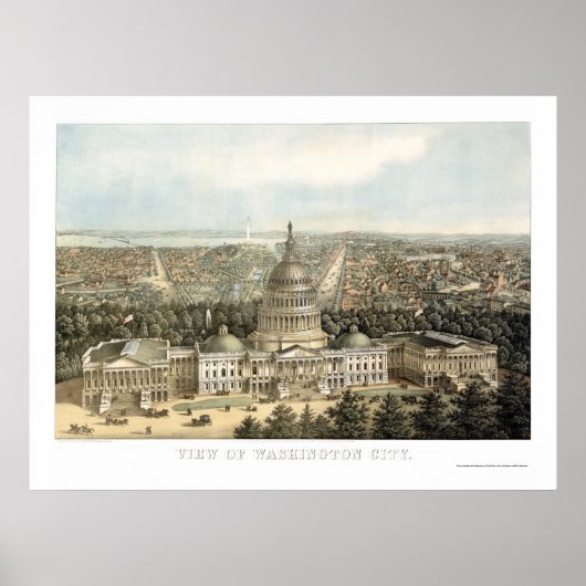 Washington, DC Panorama Map - 1857 Poster (Voorkant)