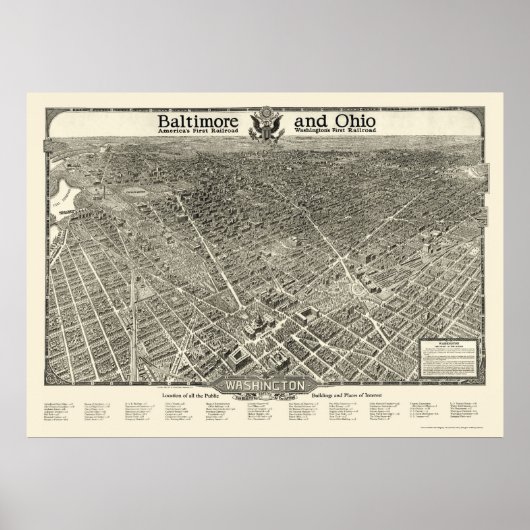 Washington, DC Panoramic Map - 1923 Poster (Voorkant)