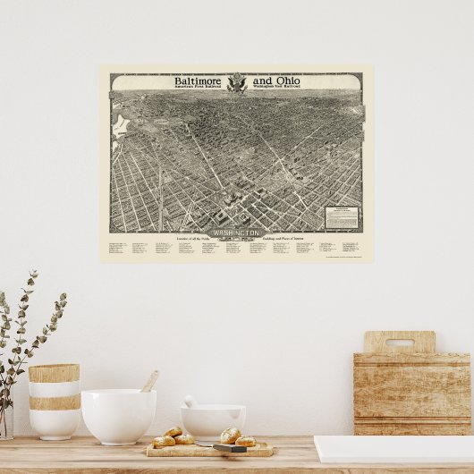 Washington, DC Panoramic Map - 1923 Poster (Keuken)