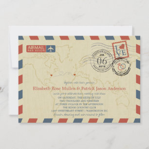 Washington DC / Portugal Airmail Bruiloft Kaart