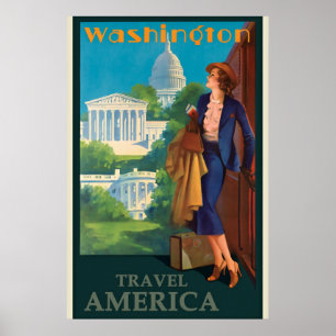 Washington DC-reisillustratie Poster