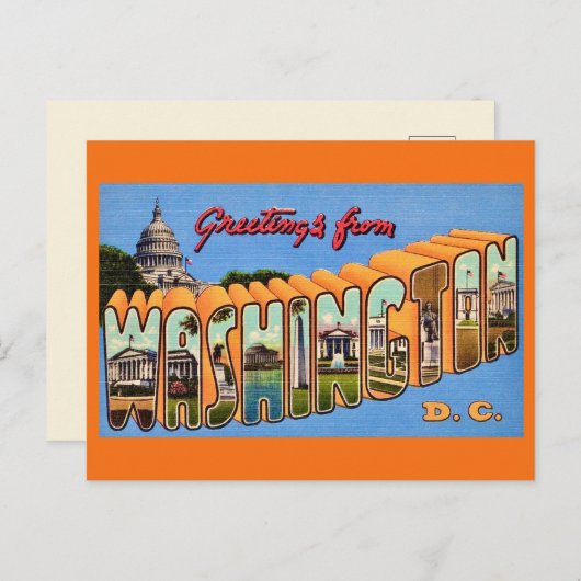 Washington DC Retro Ansichtkaart Briefkaart (Voorkant / Achterkant)
