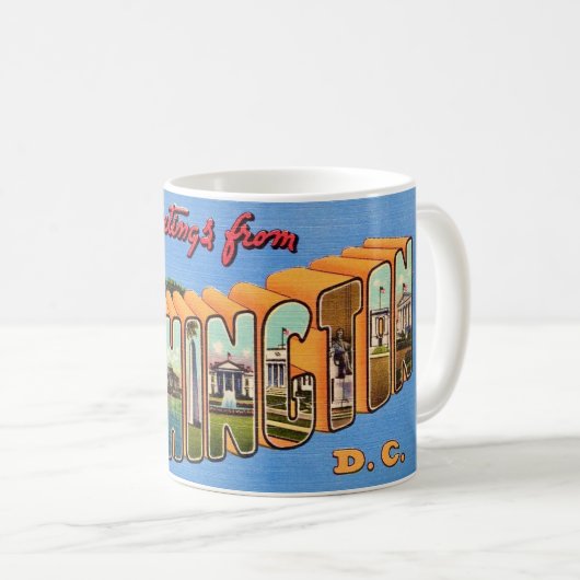 Washington DC Retro Postcard Mug (Devant droit)