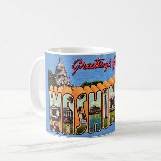 Washington DC Retro Postcard Mug Koffiemok (Voorkant links)