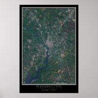 Washington DC Satellite Poster Map