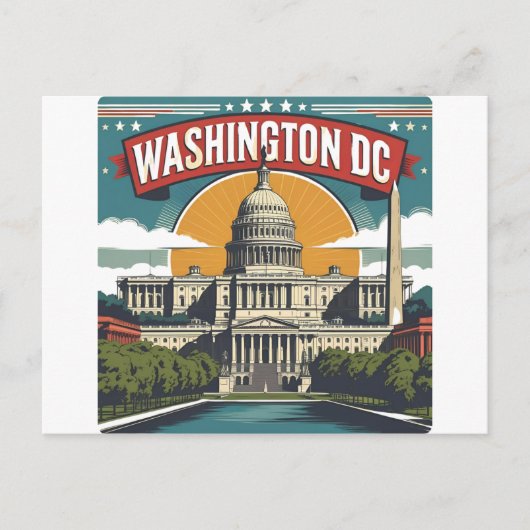Washington DC Silhouet Briefkaart (Voorkant)