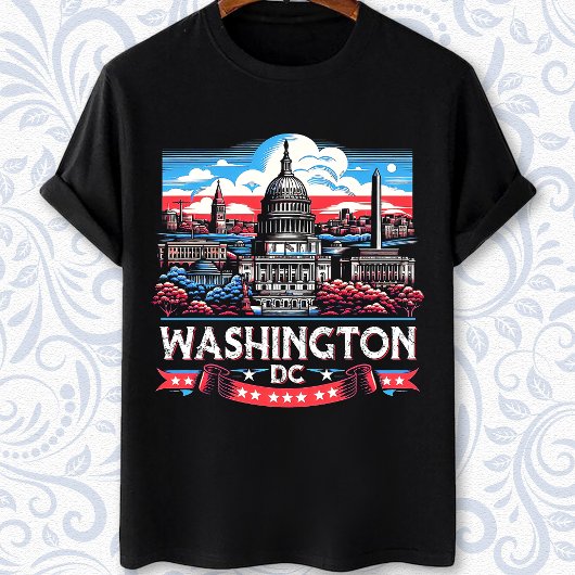 Washington DC Skyline bezienswaardigheden kunst T-shirt