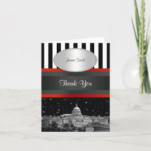 Washington DC Skyline Blauw Wat Streep P Dank u Bedankkaart