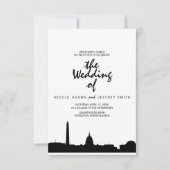 Washington DC Skyline Cityscape Wedding Invitation Kaart (Voorkant)