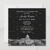 Washington DC Skyline Etch Starry DIY SQ Sweet 16 Kaart (Achterkant)