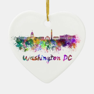 Washington DC skyline in watercolor Keramisch Ornament