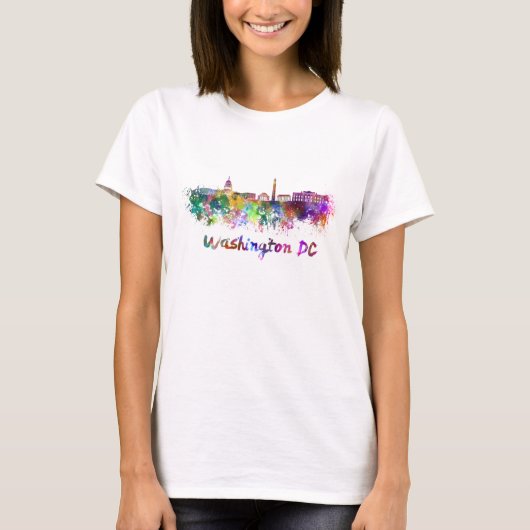 Washington DC skyline in watercolor T-shirt (Voorkant)