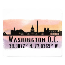 Washington DC Skyline Latitude en Longitude Print