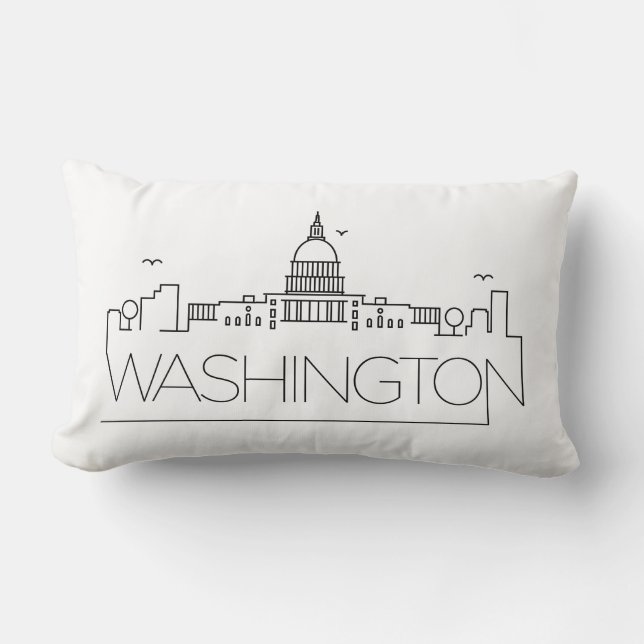 Washington DC Skyline Lumbar Pillow Kussen (Voorkant)