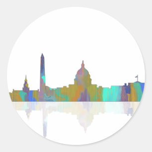 Washington, DC Skyline Ronde Sticker