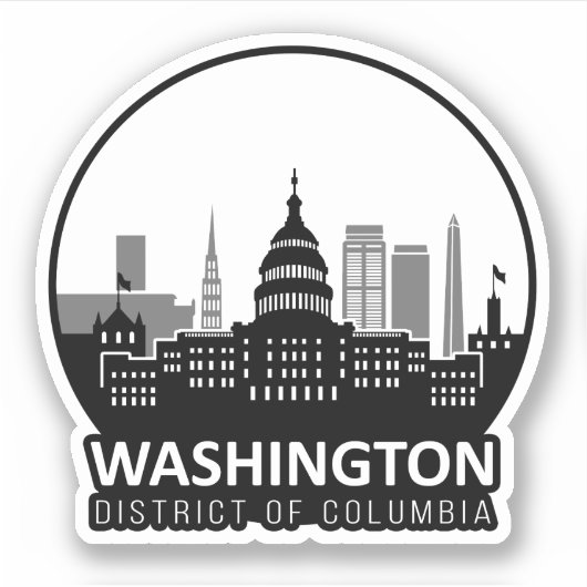 Washington DC Skyline Sticker (Voorkant)