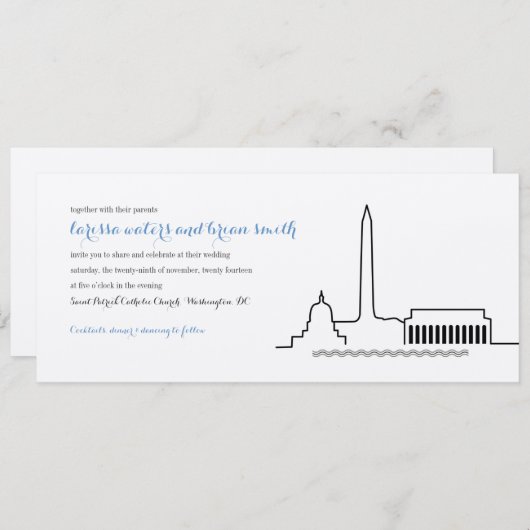 Washington DC Skyline Wedding Uitnodiging (Voorkant / Achterkant)