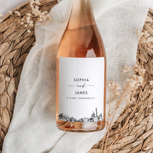Washington DC Skyline Wijn Etiket